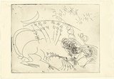 Artist: BOYD, Arthur | Title: Quarter moon and Nebuchadnezzar with sprouting flowers. | Date: (1968-69) | Technique: etching, printed in black ink, from one plate | Copyright: Reproduced with permission of Bundanon Trust