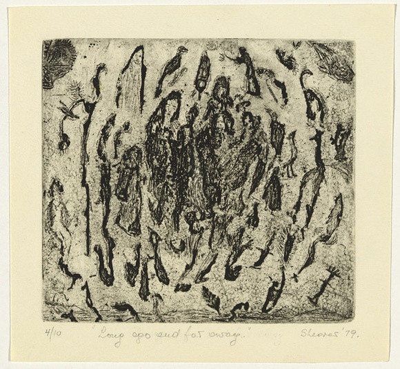 Artist: b'Shearer, Mitzi.' | Title: b'Long ago and far away' | Date: 1979 | Technique: b'etching, drypoint, printed in black ink with plate-tone, from one plate' Artist: b'Shearer, Mitzi.' | Title: b'Long ago and far away' | Date: 1979 | Technique: b'etching, drypoint, printed in black ink with plate-tone, from one plate'