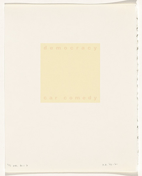 Artist: b'Burgess, Peter.' | Title: b'democracy: car comedy.' | Date: 2001 | Technique: b'computer generated inkjet prints, printed in colour, from digital files' Artist: b'Burgess, Peter.' | Title: b'democracy: car comedy.' | Date: 2001 | Technique: b'computer generated inkjet prints, printed in colour, from digital files'