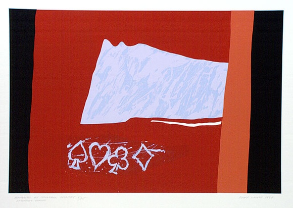 Artist: b'Wilson, Geoffrey.' | Title: b'Battered by Mountain Country' | Date: 1969 | Technique: b'screenprint, printed in colour, from five stencils' Artist: b'Wilson, Geoffrey.' | Title: b'Battered by Mountain Country' | Date: 1969 | Technique: b'screenprint, printed in colour, from five stencils'