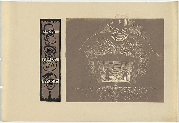 Artist: b'UNKNOWN, WORKER ARTISTS, SYDNEY, NSW' | Title: b'Not titled (puppet show).' | Date: 1933 | Technique: b'linocut, printed in colour, from two blocks (black and grey)' Artist: b'UNKNOWN, WORKER ARTISTS, SYDNEY, NSW' | Title: b'Not titled (puppet show).' | Date: 1933 | Technique: b'linocut, printed in colour, from two blocks (black and grey)'