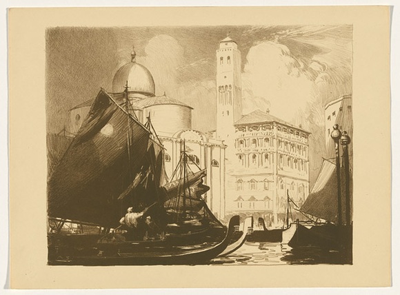 Artist: b'Streeton, Arthur.' | Title: b'Palazzo Labia' | Date: (1912) | Technique: b'lithograph, printed in brown ink, from one stone' Artist: b'Streeton, Arthur.' | Title: b'Palazzo Labia' | Date: (1912) | Technique: b'lithograph, printed in brown ink, from one stone'