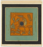 Artist: SELLBACH, Udo | Title: (Blue circle) | Date: (1967) | Technique: etching, aquatint printed in colour from two?  plates
