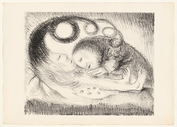 Artist: b'BOYD, Arthur' | Title: b'St Clare attending to St Francis.' | Date: (1965) | Technique: b'lithograph, printed in black ink, from one plate' | Copyright: b'Reproduced with permission of Bundanon Trust' Artist: b'BOYD, Arthur' | Title: b'St Clare attending to St Francis.' | Date: (1965) | Technique: b'lithograph, printed in black ink, from one plate' | Copyright: b'Reproduced with permission of Bundanon Trust'