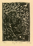 Artist: Nguyen, Tuyet Bach. | Title: Ong do xuan [An old scholar] | Date: 1990 | Technique: linocut, printed in black ink, from one block