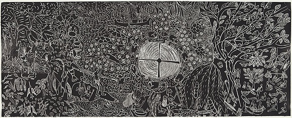 Title: b'Yirritja Ga Dhuwa Ngatha.' | Date: 1999 | Technique: b'linocut, printed in black ink, from one block' Title: b'Yirritja Ga Dhuwa Ngatha.' | Date: 1999 | Technique: b'linocut, printed in black ink, from one block'