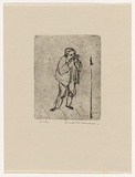 Artist: b'WILLIAMS, Fred' | Title: b'Harmonica player with microphone' | Date: 1955-56 | Technique: b'etching and flat biting, printed in black ink, from one zinc plate' | Copyright: b'\xc2\xa9 Fred Williams Estate'