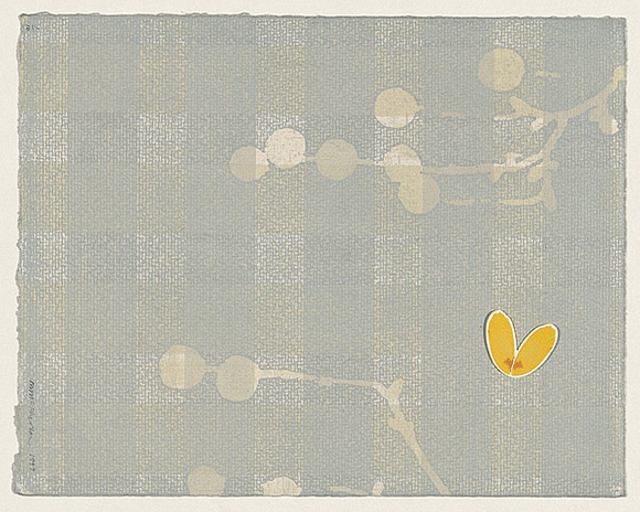 Title: b'Untitled.' | Date: 1999 | Technique: b'relief, printed in colour from multiple blocks; inkjet print stitched on with silk thread'