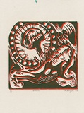 Artist: MEYER, Bill | Title: Abortion logo for Bea Faust | Date: 1964 | Technique: linocut, printed in two colours, from reduction block process | Copyright: © Bill Meyer