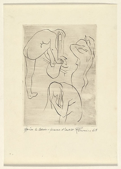 Artist: b'EWINS, Rod' | Title: b'Apres le bain; femme dartist.' | Date: 1965 | Technique: b'line-engraving, printed in black ink, from one copper plate' Artist: b'EWINS, Rod' | Title: b'Apres le bain; femme dartist.' | Date: 1965 | Technique: b'line-engraving, printed in black ink, from one copper plate'