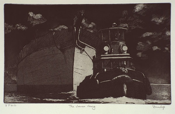 Artist: b'Dunlop, Brian.' | Title: b'The James Craig' | Date: 1988 | Technique: b'etching printed in black ink from one plate' Artist: b'Dunlop, Brian.' | Title: b'The James Craig' | Date: 1988 | Technique: b'etching printed in black ink from one plate'