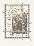 Artist: b'MADDOCK, Bea' | Title: b'Gathering' | Date: 1999 | Technique: b'photo-etching, mechanical engraving and roulette, printed in black ink, from one zinc plate; letterpress, printed in black ink; colour ink-wash stencil'