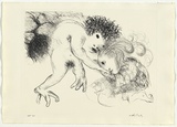 Artist: BOYD, Arthur | Title: St Francis kissing the hand of a leper. | Date: (1965) | Technique: lithograph, printed in black ink, from one plate | Copyright: Reproduced with permission of Bundanon Trust
