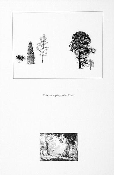 Artist: b'Tillers, Imants.' | Title: b'This attempting to be that [3]' | Date: 1980 | Technique: b'rubber stamp; collage of decal letters and images' | Copyright: b'Courtesy of the artist'