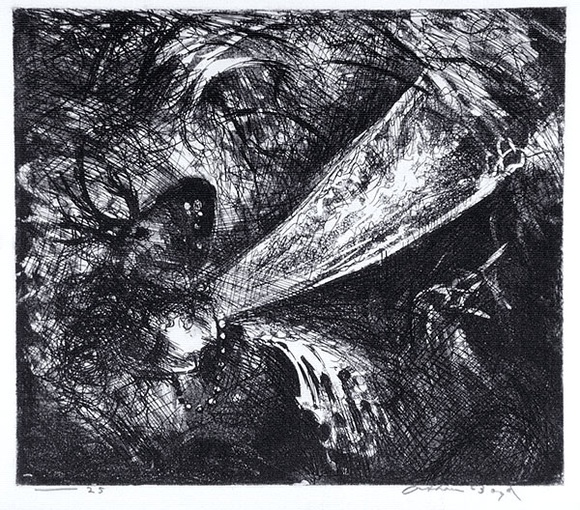 Artist: b'BOYD, Arthur' | Title: bFalling figure with beast's head. | Date: (1962-63) | Technique: b'etching and aquatint, printed in black ink, from one plate' | Copyright: b'Reproduced with permission of Bundanon Trust' Artist: b'BOYD, Arthur' | Title: bFalling figure with beast's head. | Date: (1962-63) | Technique: b'etching and aquatint, printed in black ink, from one plate' | Copyright: b'Reproduced with permission of Bundanon Trust'