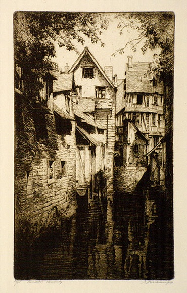 Artist: b'Friedensen, Thomas.' | Title: b'Caudebec, Normandy.' | Date: 1929 | Technique: b'etching and aquatint, printed in black ink, from one plate' Artist: b'Friedensen, Thomas.' | Title: b'Caudebec, Normandy.' | Date: 1929 | Technique: b'etching and aquatint, printed in black ink, from one plate'