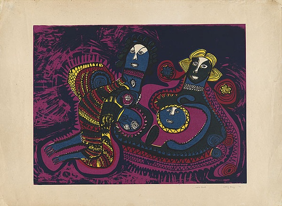 Artist: Aseng, Wkeng. | Title: Tupela Marit. | Date: 1977 | Technique: screenprint, printed in colour, from five stencils Artist: Aseng, Wkeng. | Title: Tupela Marit. | Date: 1977 | Technique: screenprint, printed in colour, from five stencils