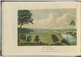 Artist: b'Lycett, Joseph.' | Title: b'Liverpool, New South Wales.' | Date: 1824 | Technique: b'etching, aquatint and roulette, printed in black ink, from one copper plate; hand-coloured'