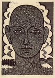 Artist: Klein, Deborah. | Title: Topiary face | Date: 1997 | Technique: linocut, printed in black ink, from one block