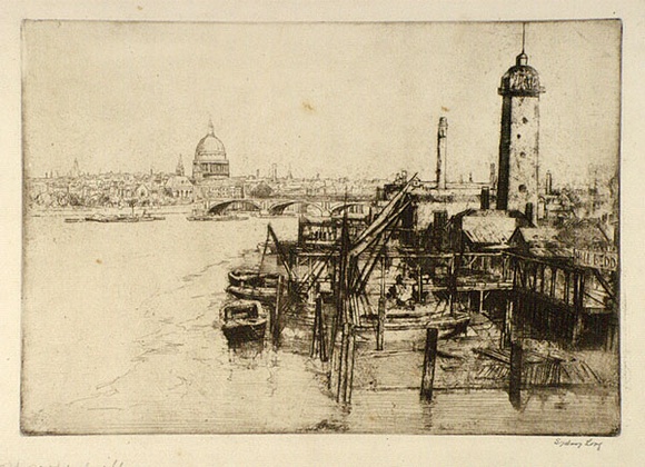 Artist: b'Long, Sydney.' | Title: b'The Thames from Waterloo Bridge' | Date: (1919) | Technique: b'line-etching, printed in black ink, from one copper plate' | Copyright: b'Reproduced with the kind permission of the Ophthalmic Research Institute of Australia' Artist: b'Long, Sydney.' | Title: b'The Thames from Waterloo Bridge' | Date: (1919) | Technique: b'line-etching, printed in black ink, from one copper plate' | Copyright: b'Reproduced with the kind permission of the Ophthalmic Research Institute of Australia'