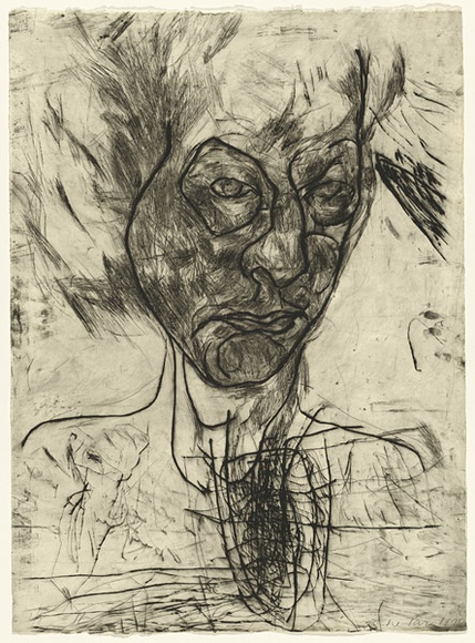 Artist: b'PARR, Mike' | Title: b'Untitled self-portraits 12.' | Date: 1990 | Technique: b'drypoint, printed in black ink, from one copper plate' Artist: b'PARR, Mike' | Title: b'Untitled self-portraits 12.' | Date: 1990 | Technique: b'drypoint, printed in black ink, from one copper plate'