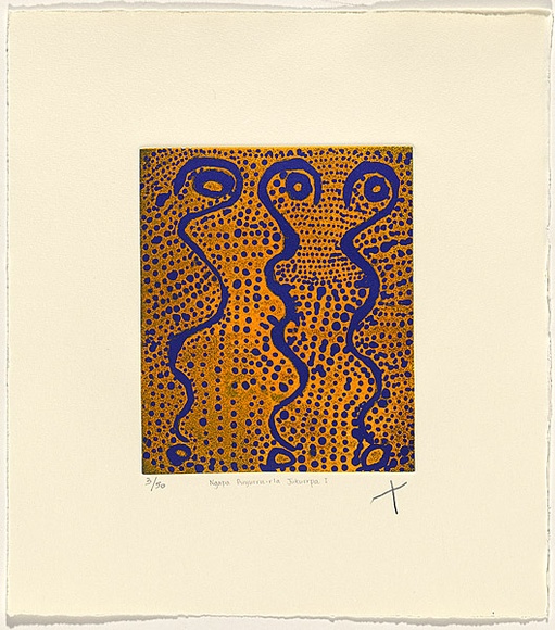 Artist: b'Robertson, Shorty Jangala' | Title: b'ngapa puyurru-rla jukurrpa l' | Date: 2003 | Technique: b'etching, on one zinc plate'