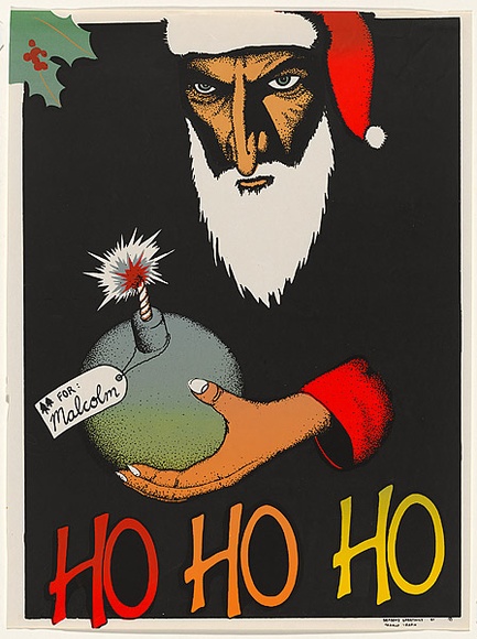 Artist: b'LITTLE, Colin' | Title: b'For: Malcolm - Ho, ho, ho' | Date: 1981 | Technique: b'screenprint, printed in colour, from five stencils' Artist: b'LITTLE, Colin' | Title: b'For: Malcolm - Ho, ho, ho' | Date: 1981 | Technique: b'screenprint, printed in colour, from five stencils'