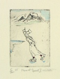 Artist: Speirs, Andrew. | Title: Nun at speed II | Date: 1985 | Technique: etching, foul biting printed in black ink, from one plate, hand-coloured