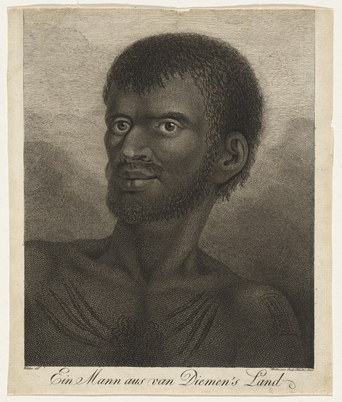 Title: bEin mann aus Van Diemen's Land | Date: c.1784 | Technique: b'etching and engraving, printed in black ink, from one plate' Title: bEin mann aus Van Diemen's Land | Date: c.1784 | Technique: b'etching and engraving, printed in black ink, from one plate'