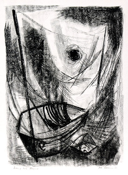 Artist: b'Adams, Tate.' | Title: b'Fishing nets drying.' | Date: 1953 | Technique: b'lithograph, printed in black ink, from one zinc plate' Artist: b'Adams, Tate.' | Title: b'Fishing nets drying.' | Date: 1953 | Technique: b'lithograph, printed in black ink, from one zinc plate'