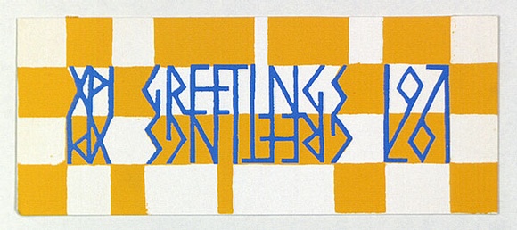 Artist: b'Laverty, Ursula.' | Title: b'Greeting card: Christmas' | Date: 1971 | Technique: b'screenprint, printed in colour, from multiple stencils' Artist: b'Laverty, Ursula.' | Title: b'Greeting card: Christmas' | Date: 1971 | Technique: b'screenprint, printed in colour, from multiple stencils'