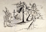 Artist: Barwell, Jennifer. | Title: (Street scene). | Date: (1955) | Technique: lithograph, printed in black ink, from one plate