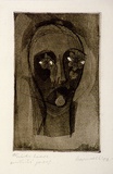 Artist: b'Barwell, Geoff.' | Title: b'Girls head.' | Date: 1954 | Technique: b'etching, drypoint and aquatint, printed in sepia ink, from one plate'