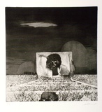 Artist: SHOMALY, Alberr | Title: Self portrait with a cow | Date: 1971 | Technique: photo-etching and aquatint, printed in black ink, from one plate