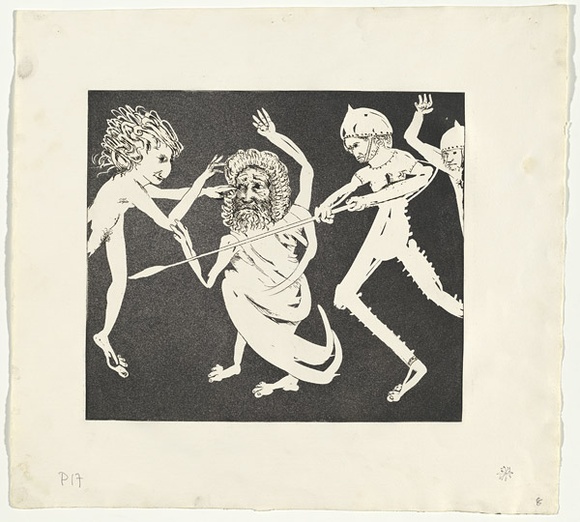 Artist: b'BOYD, Arthur' | Title: b'Magistrate to his guards.' | Date: (1970) | Technique: b'etching and aquatint, printed in black ink, from one plate' | Copyright: b'Reproduced with permission of Bundanon Trust' Artist: b'BOYD, Arthur' | Title: b'Magistrate to his guards.' | Date: (1970) | Technique: b'etching and aquatint, printed in black ink, from one plate' | Copyright: b'Reproduced with permission of Bundanon Trust'