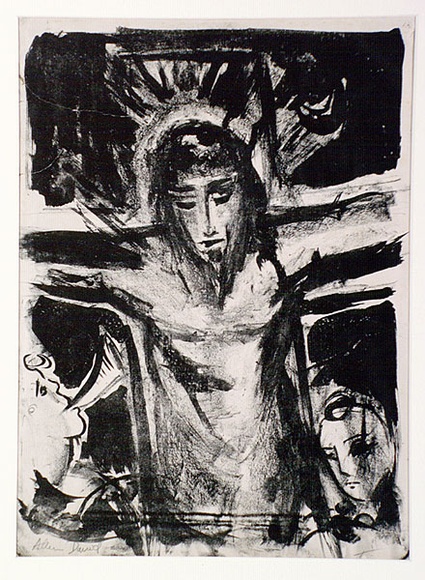 Artist: b'David, Allen.' | Title: b'(Crucifixion).' | Date: (1955) | Technique: b'lithograph, printed in black ink, from one plate' Artist: b'David, Allen.' | Title: b'(Crucifixion).' | Date: (1955) | Technique: b'lithograph, printed in black ink, from one plate'