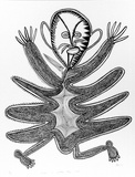 Artist: Akis, Timothy | Title: Sikin i pulap long nil [Skin full of thorns]. | Date: 1977 | Technique: photo-screenprint, printed in black ink, from one stencil
