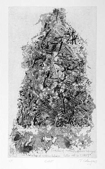 Artist: b'COLEING, Tony' | Title: b'Corot.' | Date: 1987 | Technique: b'etching, roulette and aquatint, printed in black ink, from one copper plate' Artist: b'COLEING, Tony' | Title: b'Corot.' | Date: 1987 | Technique: b'etching, roulette and aquatint, printed in black ink, from one copper plate'