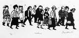 Artist: Allen, Joyce. | Title: Walking. | Date: 1987 | Technique: linocut, printed in black ink, from one block