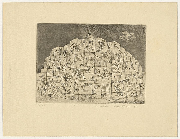 Artist: b'Kaiser, Peter.' | Title: b'Tourettes' | Date: 1952 | Technique: b'etching, printed in black ink, from one plate'