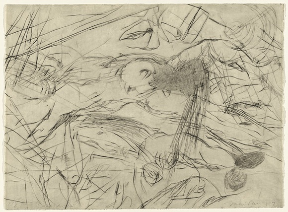 Artist: b'PARR, Mike' | Title: b'Solar winds 3.' | Date: 1989 | Technique: b'drypoint, printed in black ink with plate-tone, from one copper plate' Artist: b'PARR, Mike' | Title: b'Solar winds 3.' | Date: 1989 | Technique: b'drypoint, printed in black ink with plate-tone, from one copper plate'