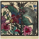 Artist: PRESTON, Margaret | Title: Bird of Paradise. | Date: 1925 | Technique: woodcut, printed in black ink, from one block; hand-coloured | Copyright: © Margaret Preston. Licensed by VISCOPY, Australia