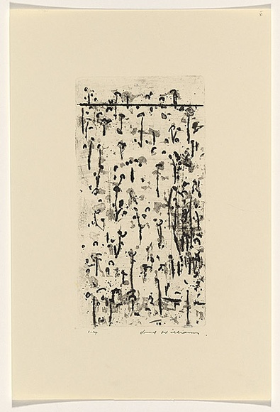 Artist: b'WILLIAMS, Fred' | Title: b'Decorative panel, Yan Yangs. Number 2' | Date: 1965-66 | Technique: b'etching, engraving, aquatint, drypoint, flat biting, messotint rocker' | Copyright: b'\xc2\xa9 Fred Williams Estate' Artist: b'WILLIAMS, Fred' | Title: b'Decorative panel, Yan Yangs. Number 2' | Date: 1965-66 | Technique: b'etching, engraving, aquatint, drypoint, flat biting, messotint rocker' | Copyright: b'\xc2\xa9 Fred Williams Estate'