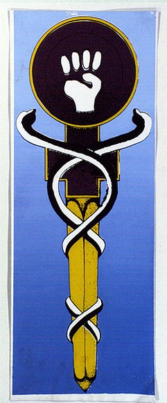 Artist: b'EARTHWORKS POSTER COLLECTIVE' | Title: b'(Death by doctors. Abolish abortion).' | Date: (1973) | Technique: b'screenprint, printed in colour, from three stencils'