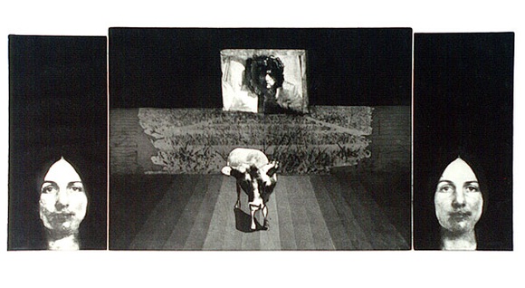 Artist: b'SHOMALY, Alberr' | Title: b'Series of Self portrait with a cow' | Date: 1971 | Technique: b'photo-etching and aquatint, printed in black ink, from three plates' Artist: b'SHOMALY, Alberr' | Title: b'Series of Self portrait with a cow' | Date: 1971 | Technique: b'photo-etching and aquatint, printed in black ink, from three plates'