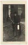 Artist: b'Traill, Jessie.' | Title: b'Boy on bicycle, Paris' | Date: 1909 | Technique: b'lithograph, printed in black ink, from one stone'