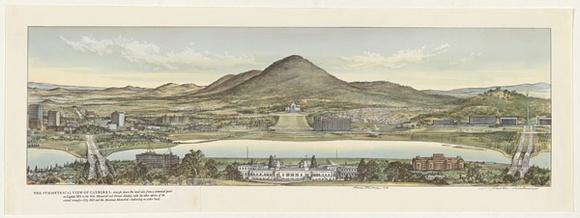 Artist: b'Freedman, Harold.' | Title: b'A symmetrical view of Canberra.' | Date: 1965 | Technique: b'lithograph' Artist: b'Freedman, Harold.' | Title: b'A symmetrical view of Canberra.' | Date: 1965 | Technique: b'lithograph'