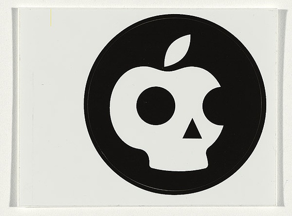 Title: b'iHac [black and white laptop version sticker]' | Technique: b'screenprint, printed in black ink, from one stencil'