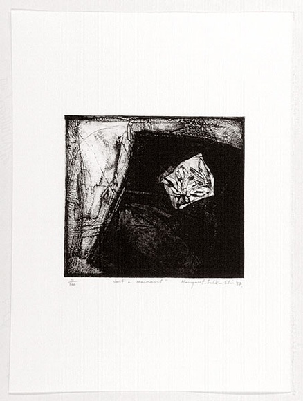 Artist: b'Sulikowski, Margaret.' | Title: b'Just a remnant.' | Date: 1988 | Technique: b'etching, printed in black ink, from one plate' Artist: b'Sulikowski, Margaret.' | Title: b'Just a remnant.' | Date: 1988 | Technique: b'etching, printed in black ink, from one plate'