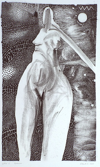 Artist: b'Licha, Barbara.' | Title: b'Woman' | Date: 1987 | Technique: b'lithograph, printed in black ink, from one stone' Artist: b'Licha, Barbara.' | Title: b'Woman' | Date: 1987 | Technique: b'lithograph, printed in black ink, from one stone'